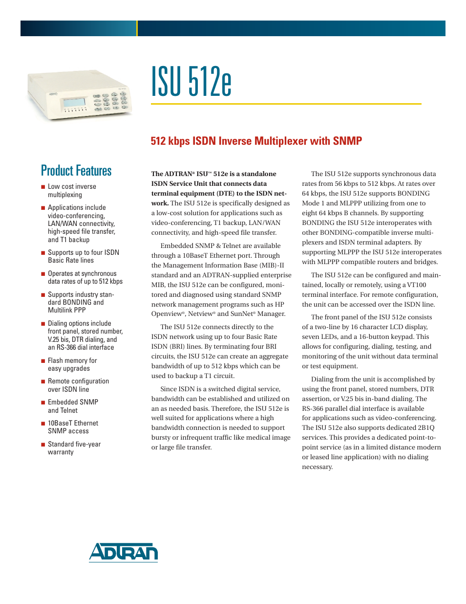 ADTRAN ISU 512E User Manual | 2 pages