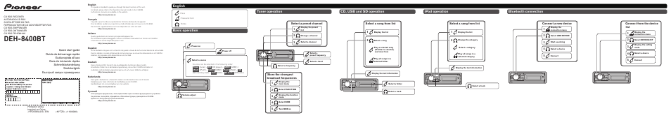 Pioneer DEH-8400BT User Manual | 8 pages