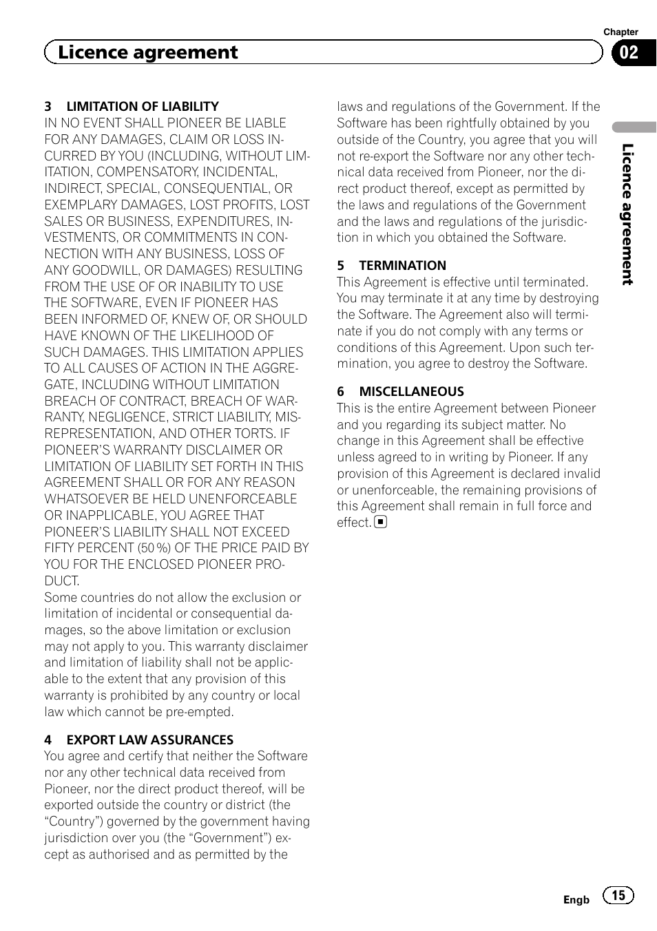 Licence agreement | Pioneer CNSD-350FM User Manual | Page 15 / 36