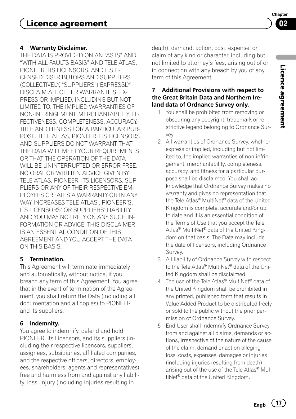 Licence agreement | Pioneer CNSD-350FM User Manual | Page 17 / 36