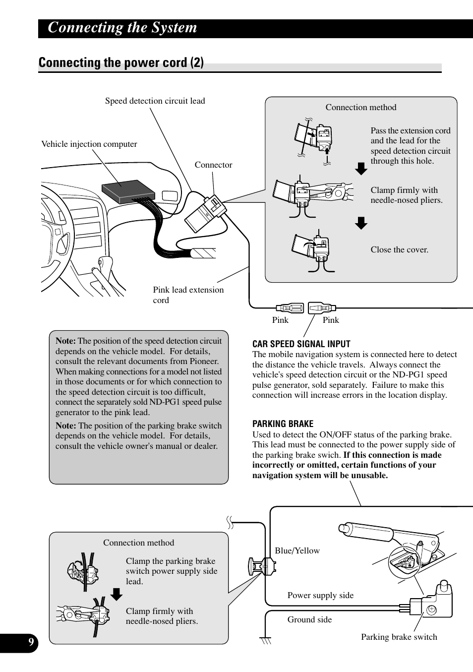 Connecting the power cord (2), Connecting the system | Pioneer AVIC70S User Manual | Page 10 / 148