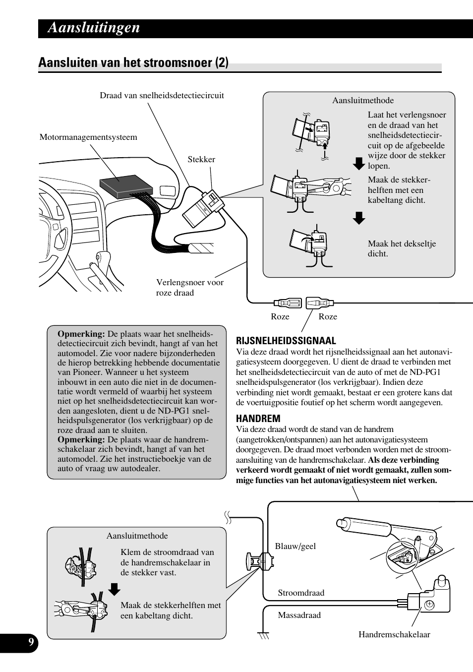 Aansluiten van het stroomsnoer (2), Aansluitingen | Pioneer AVIC70S User Manual | Page 130 / 148