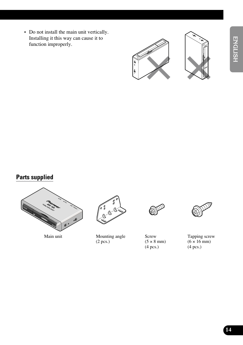 Parts supplied | Pioneer AVIC70S User Manual | Page 15 / 148