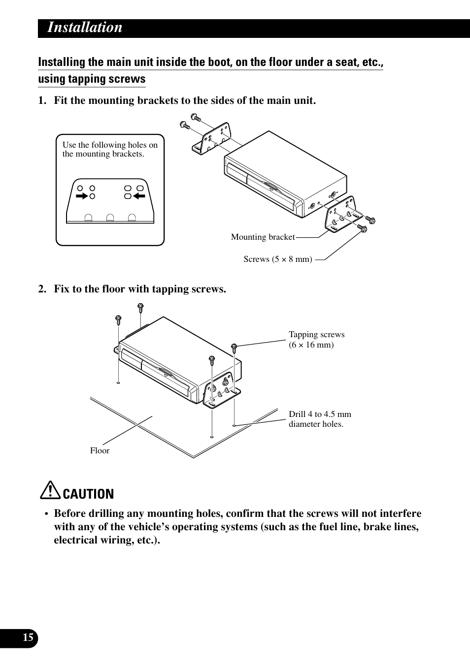 Installation, Caution | Pioneer AVIC70S User Manual | Page 16 / 148