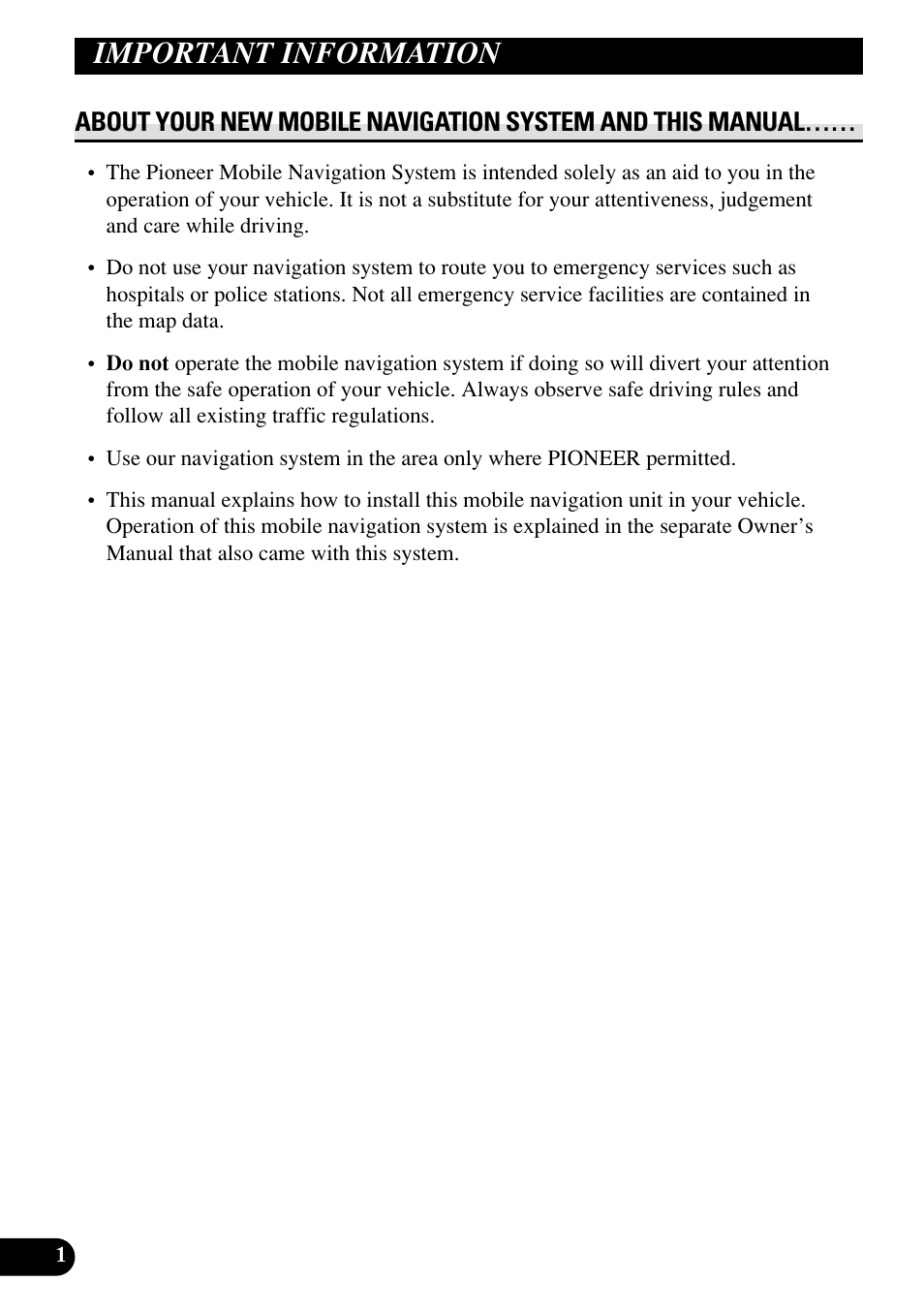 Important information | Pioneer AVIC70S User Manual | Page 2 / 148
