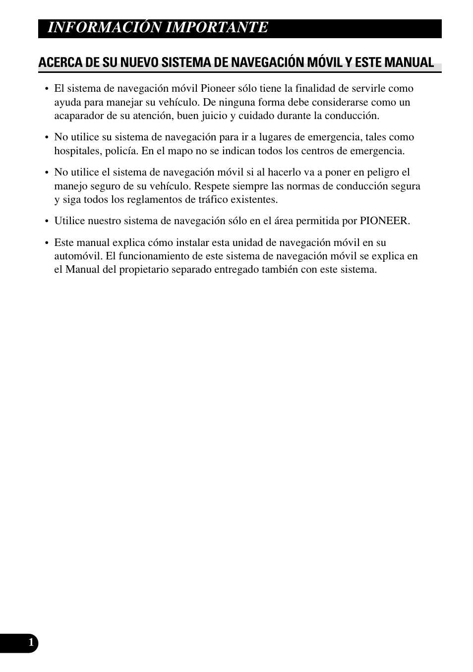 Información importante | Pioneer AVIC70S User Manual | Page 26 / 148