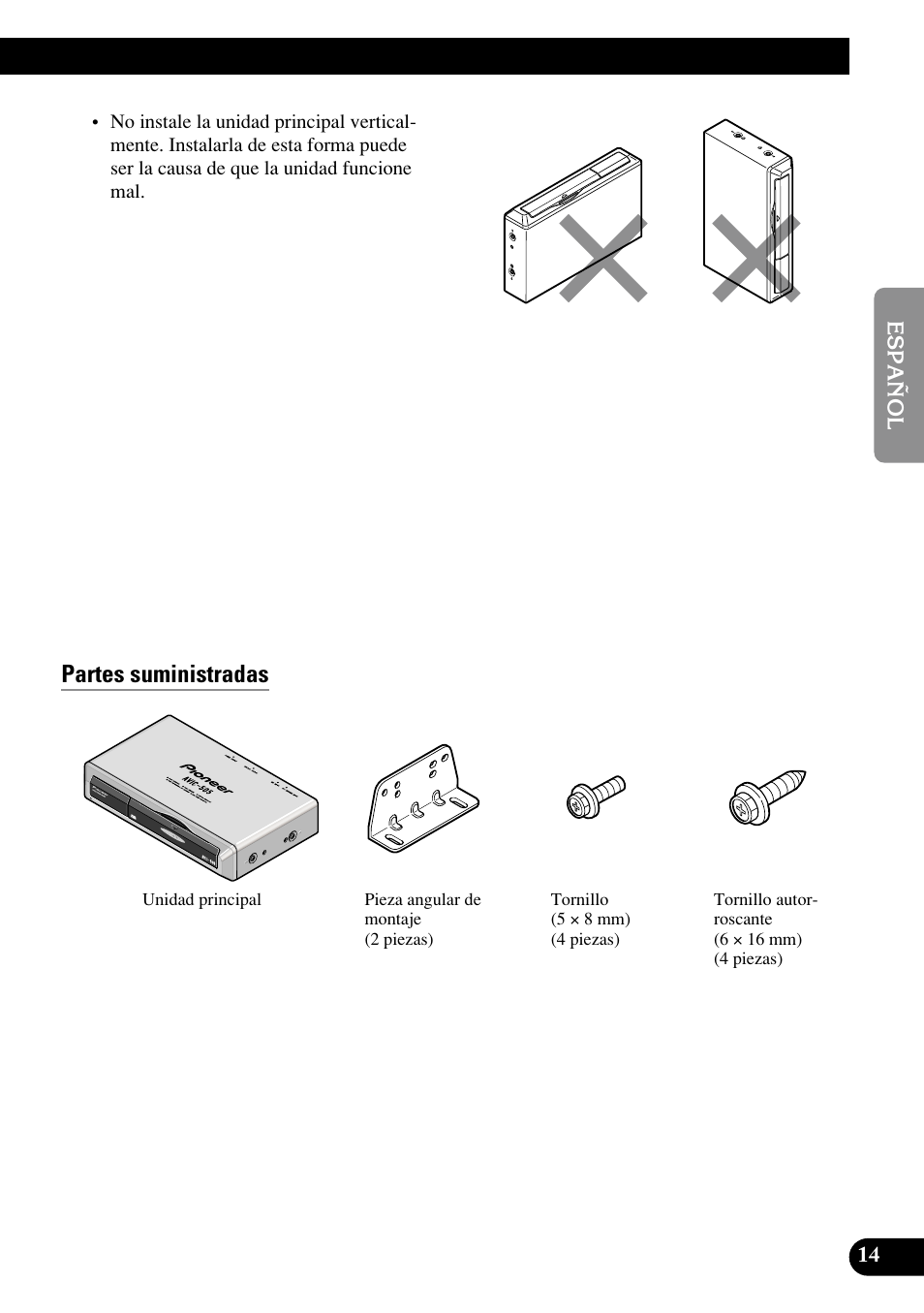 Partes suministradas | Pioneer AVIC70S User Manual | Page 39 / 148