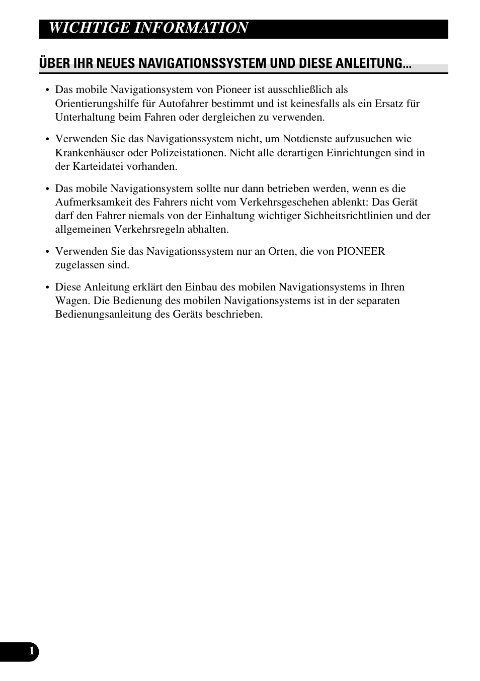 Wichtige information | Pioneer AVIC70S User Manual | Page 50 / 148