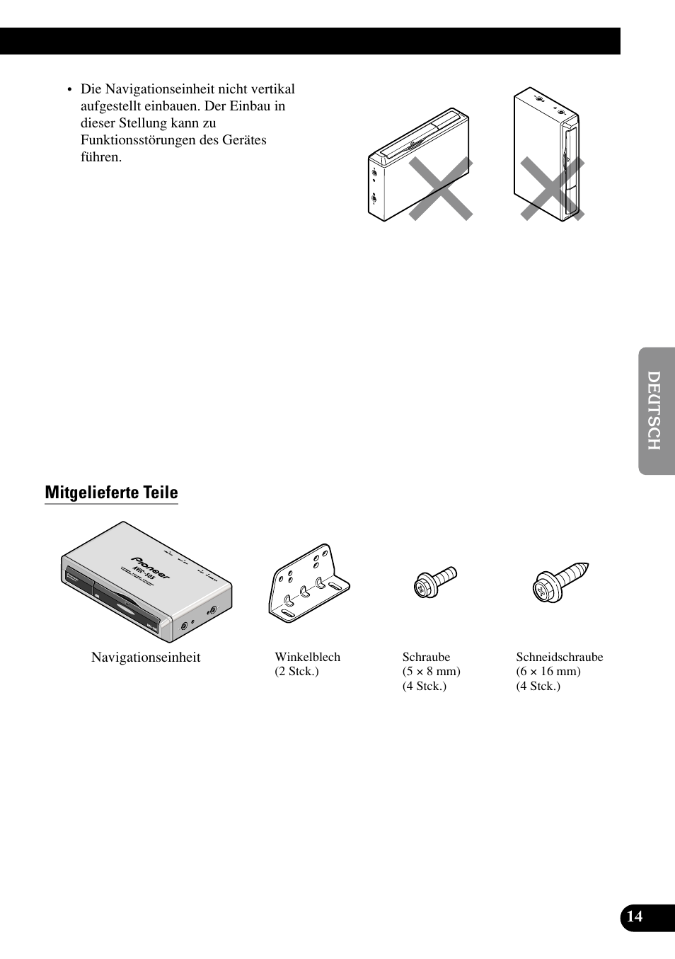 Mitgelieferte teile | Pioneer AVIC70S User Manual | Page 63 / 148