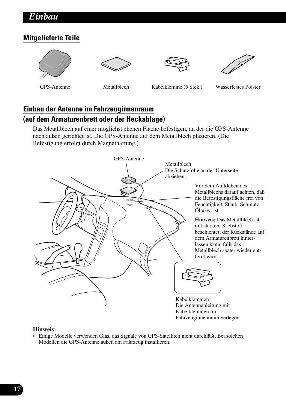 Einbau | Pioneer AVIC70S User Manual | Page 66 / 148