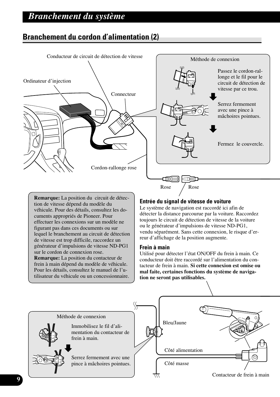 Branchement du cordon d’alimentation (2), Branchement du système | Pioneer AVIC70S User Manual | Page 82 / 148