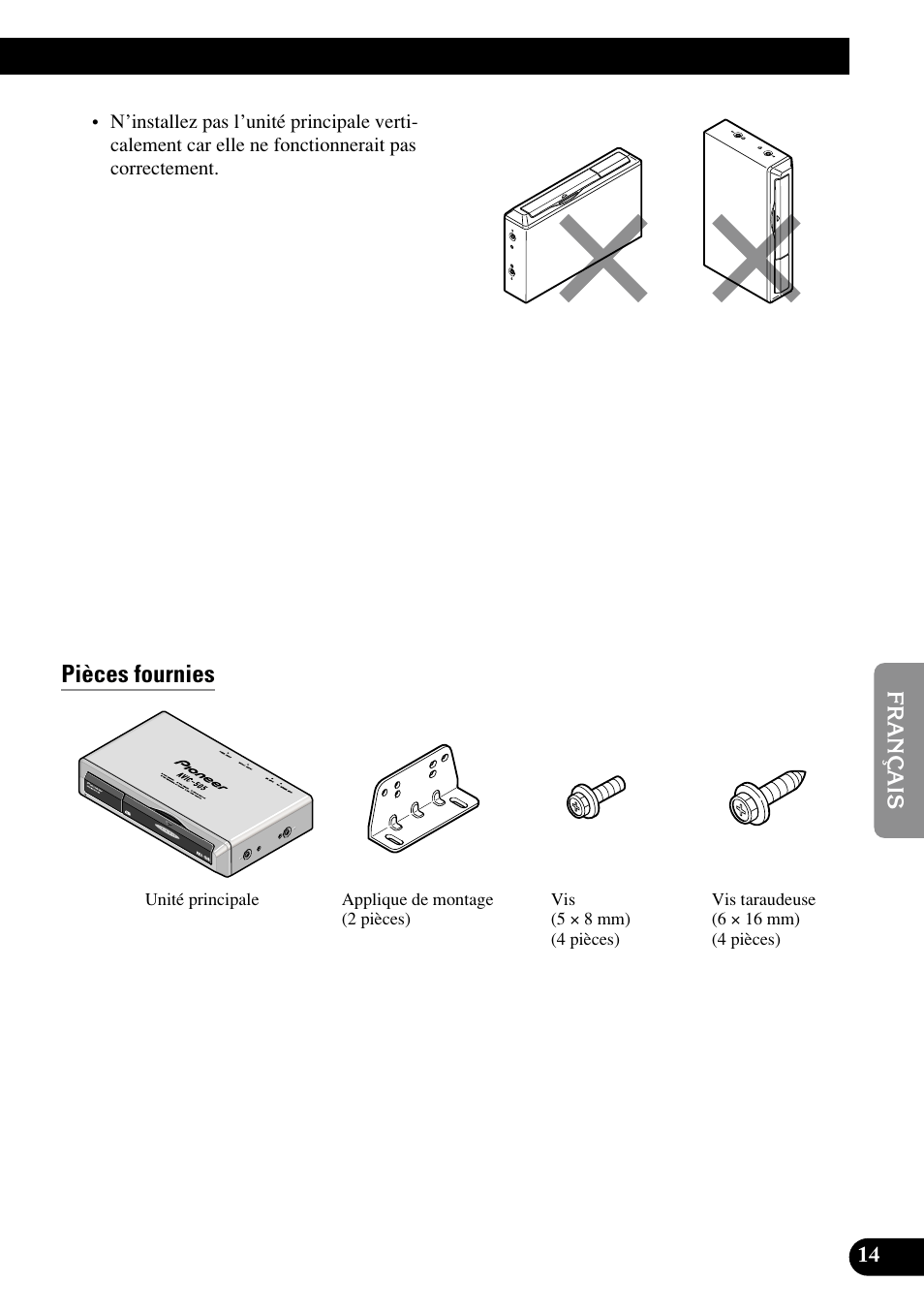 Pièces fournies | Pioneer AVIC70S User Manual | Page 87 / 148