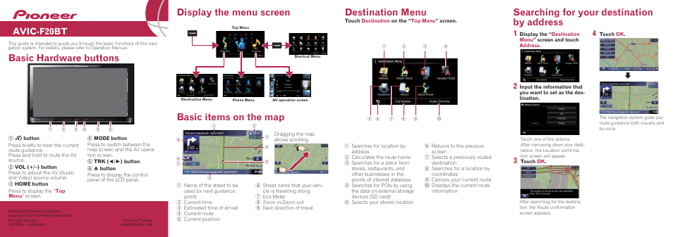 Pioneer AVIC-F20BT User Manual | 2 pages