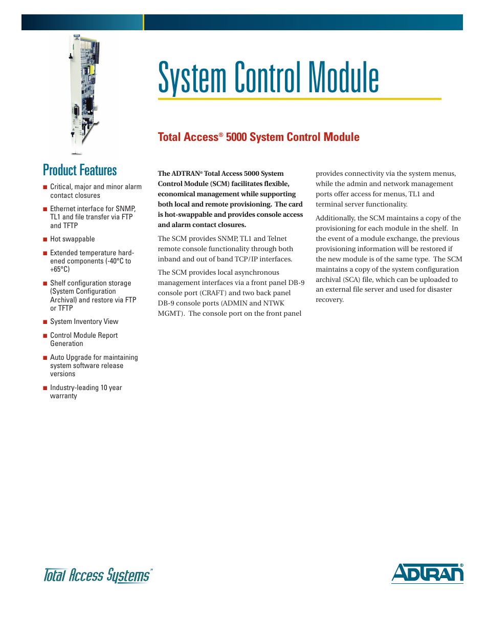ADTRAN Total Access 5000 User Manual | 2 pages