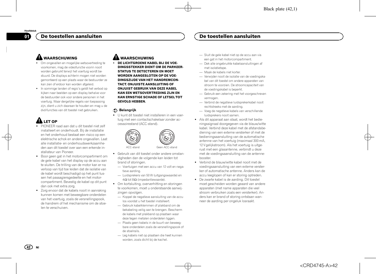 Installatiehandleiding, Dvd rds av-ontvanger, De toestellen aansluiten | Pioneer AVH-X5500BT User Manual | Page 42 / 52