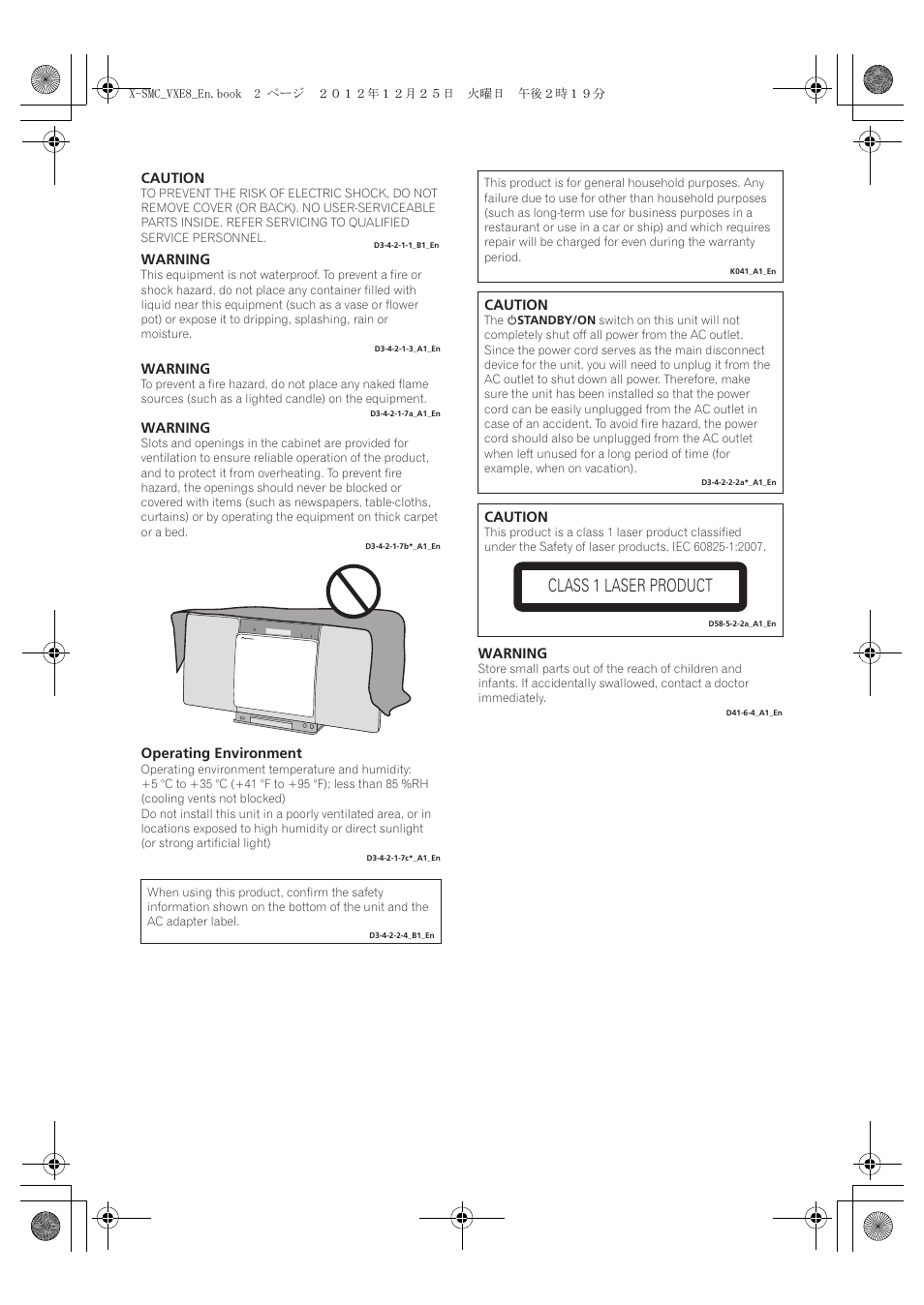 Class 1 laser product | Pioneer X-SMC00 User Manual | Page 2 / 36