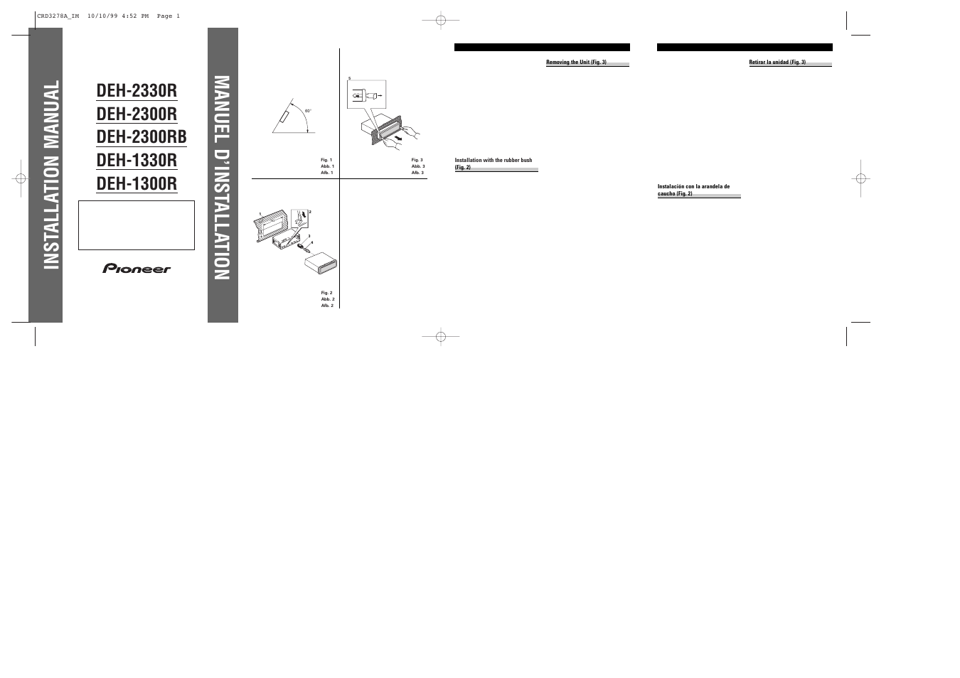 Pioneer DEH-2330R User Manual | 6 pages