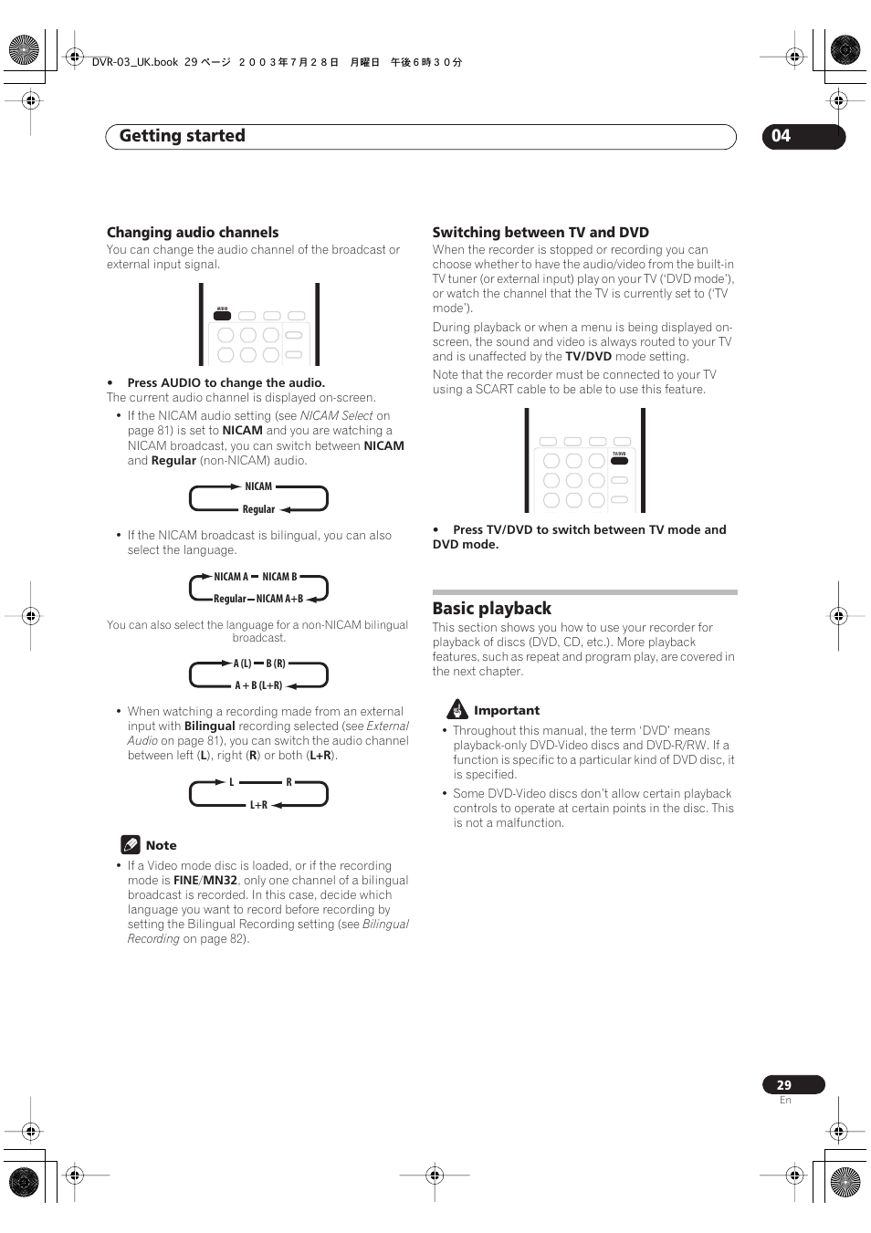 Basic playback, Getting started 04 | Pioneer DVR-3100-S User Manual | Page 29 / 108