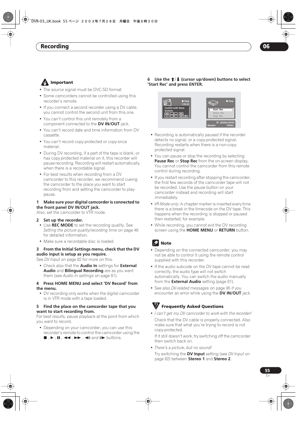 Recording 06 | Pioneer DVR-3100-S User Manual | Page 55 / 108