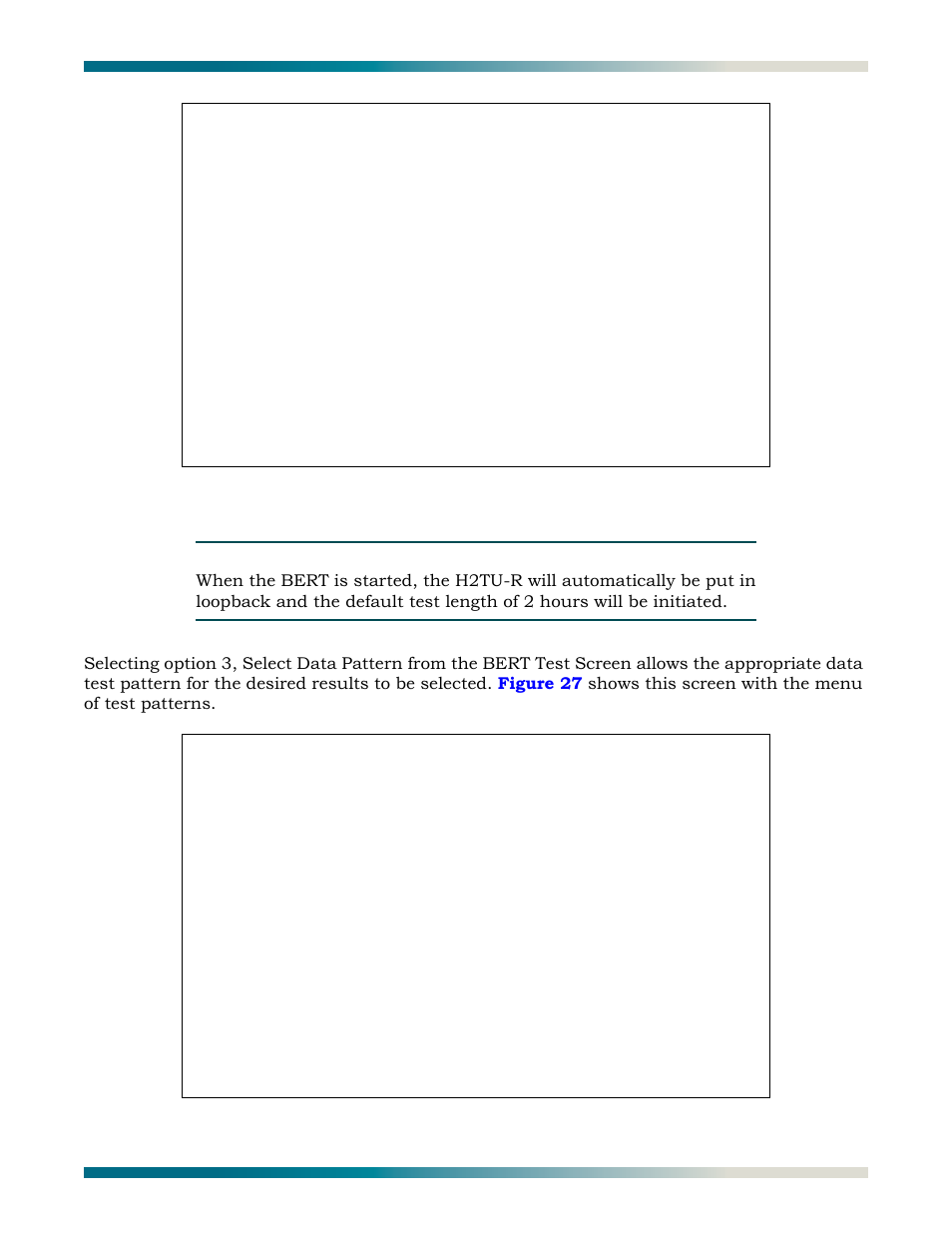 Figure 26, Bert test screen, Figure 27 | Select data pattern | ADTRAN HDSL2 User Manual | Page 39 / 90