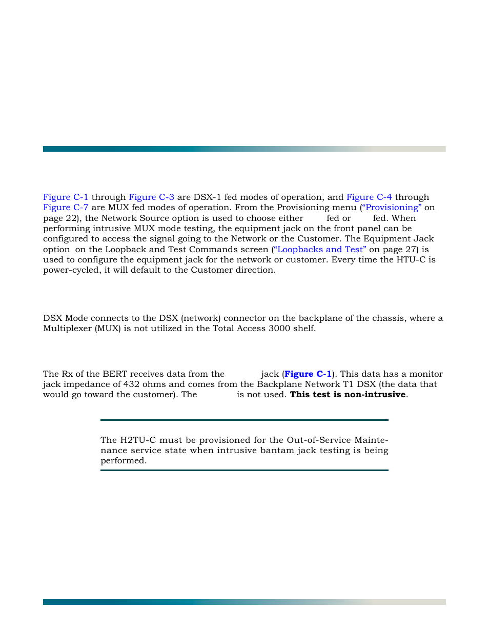 General, Dsx mode test access, Dsx mon, tx to customer | Appendix c, front panel dsx, And mux mode test access, Fer to, Appendix c, Front panel dsx and mux mode test access | ADTRAN HDSL2 User Manual | Page 83 / 90