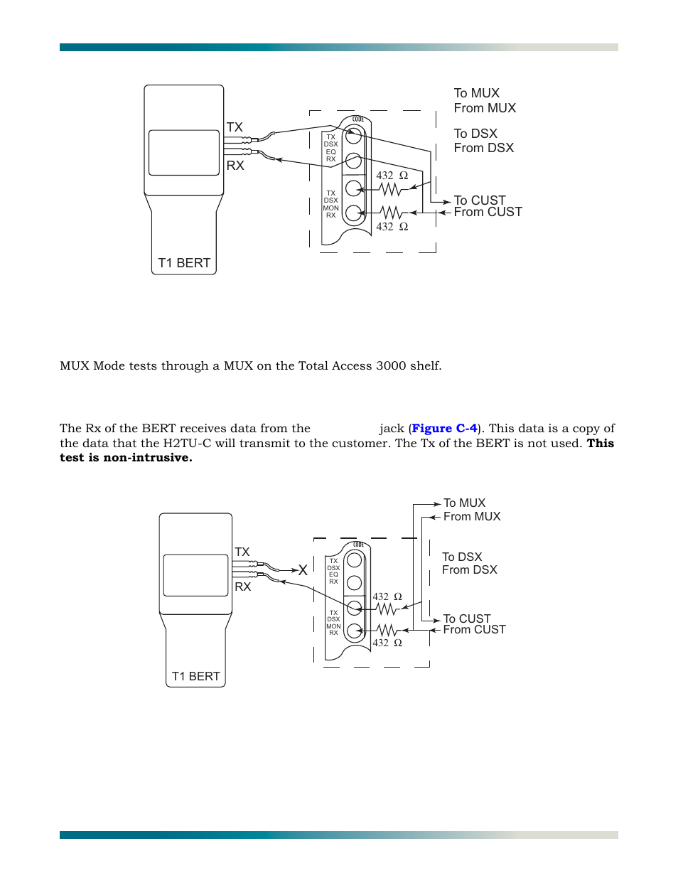 Mux mode test access, Mux mon, tx to customer, Figure c-3 | D modes of operation, and, Figure c-4 | ADTRAN HDSL2 User Manual | Page 85 / 90