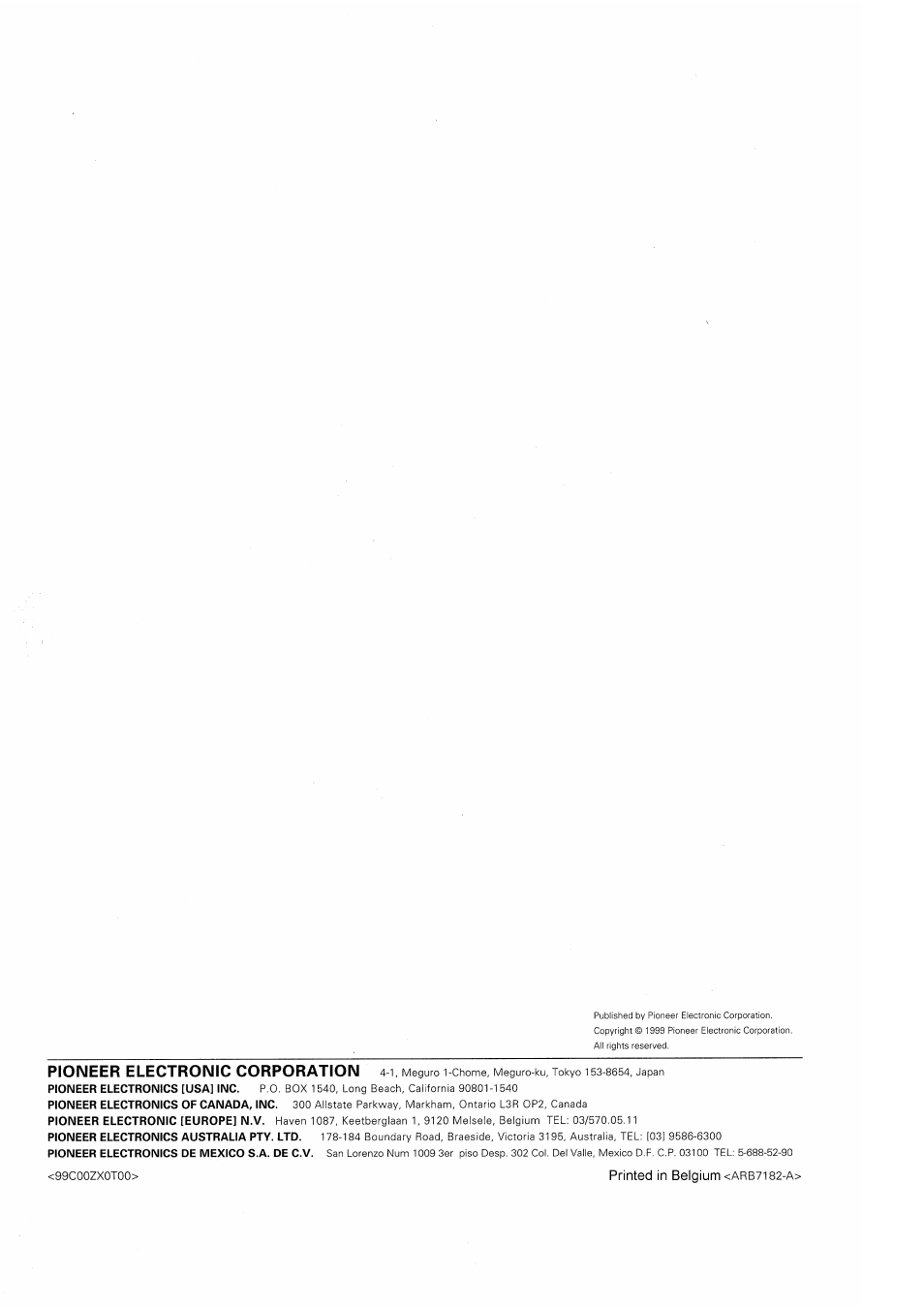 Pioneer electronic corporation | Pioneer F-208RDS User Manual | Page 20 / 20