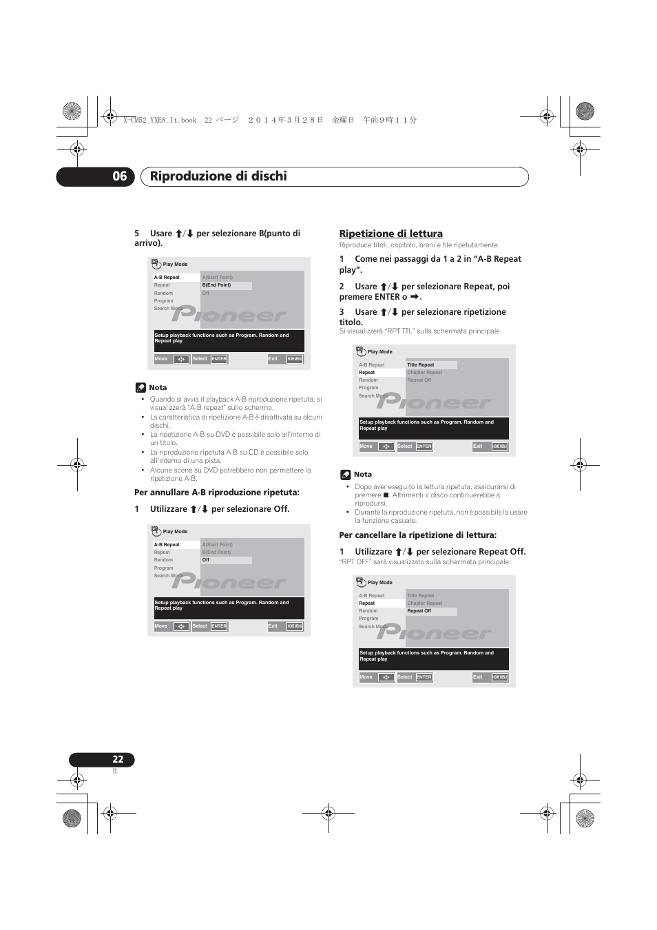 Ripetizione di lettura, Riproduzione di dischi 06 | Pioneer X-CM52BT-W User Manual | Page 154 / 268