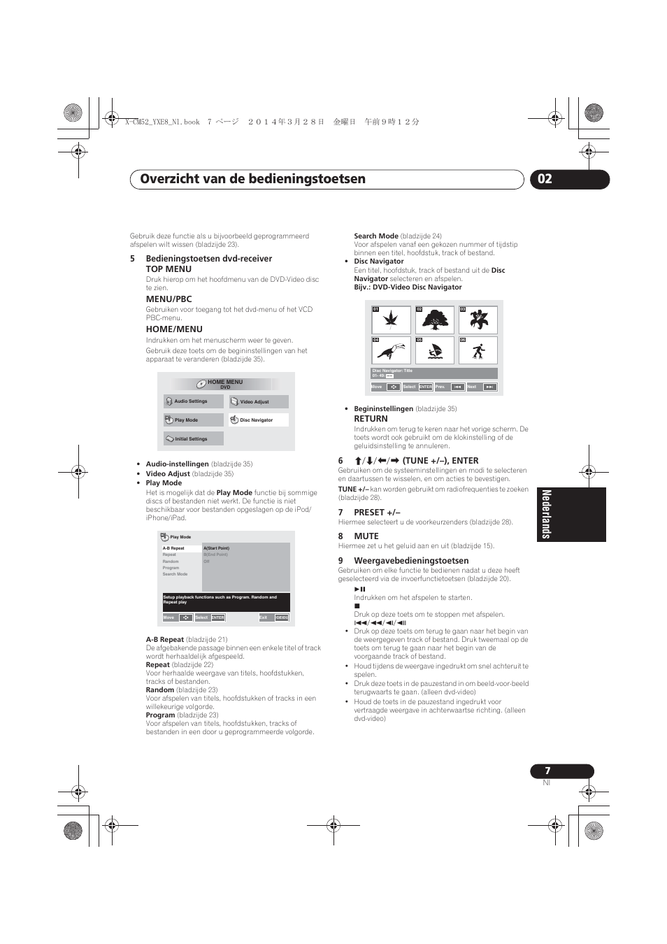 Overzicht van de bedieningstoetsen 02 | Pioneer X-CM52BT-W User Manual | Page 183 / 268
