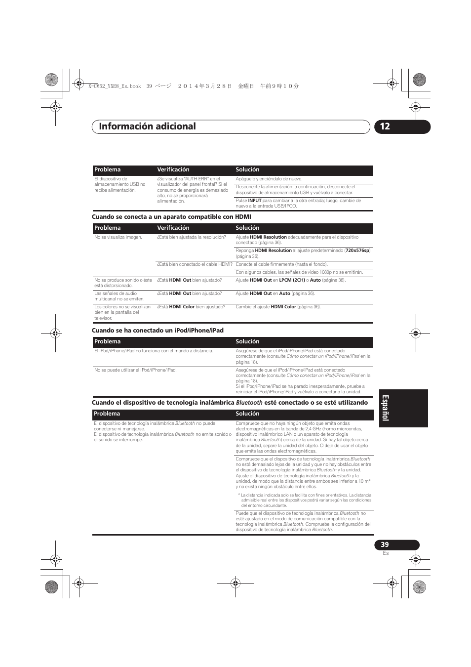 Información adicional 12 | Pioneer X-CM52BT-W User Manual | Page 259 / 268
