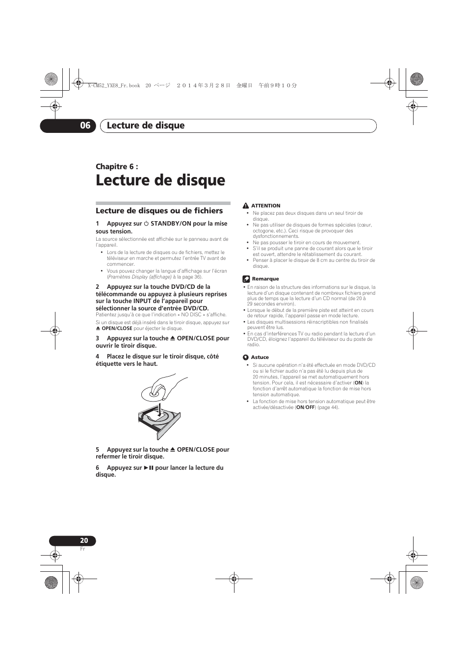 06 lecture de disque, Lecture de disques ou de fichiers, Lecture de disque | Lecture de disque 06, Chapitre 6 | Pioneer X-CM52BT-W User Manual | Page 64 / 268