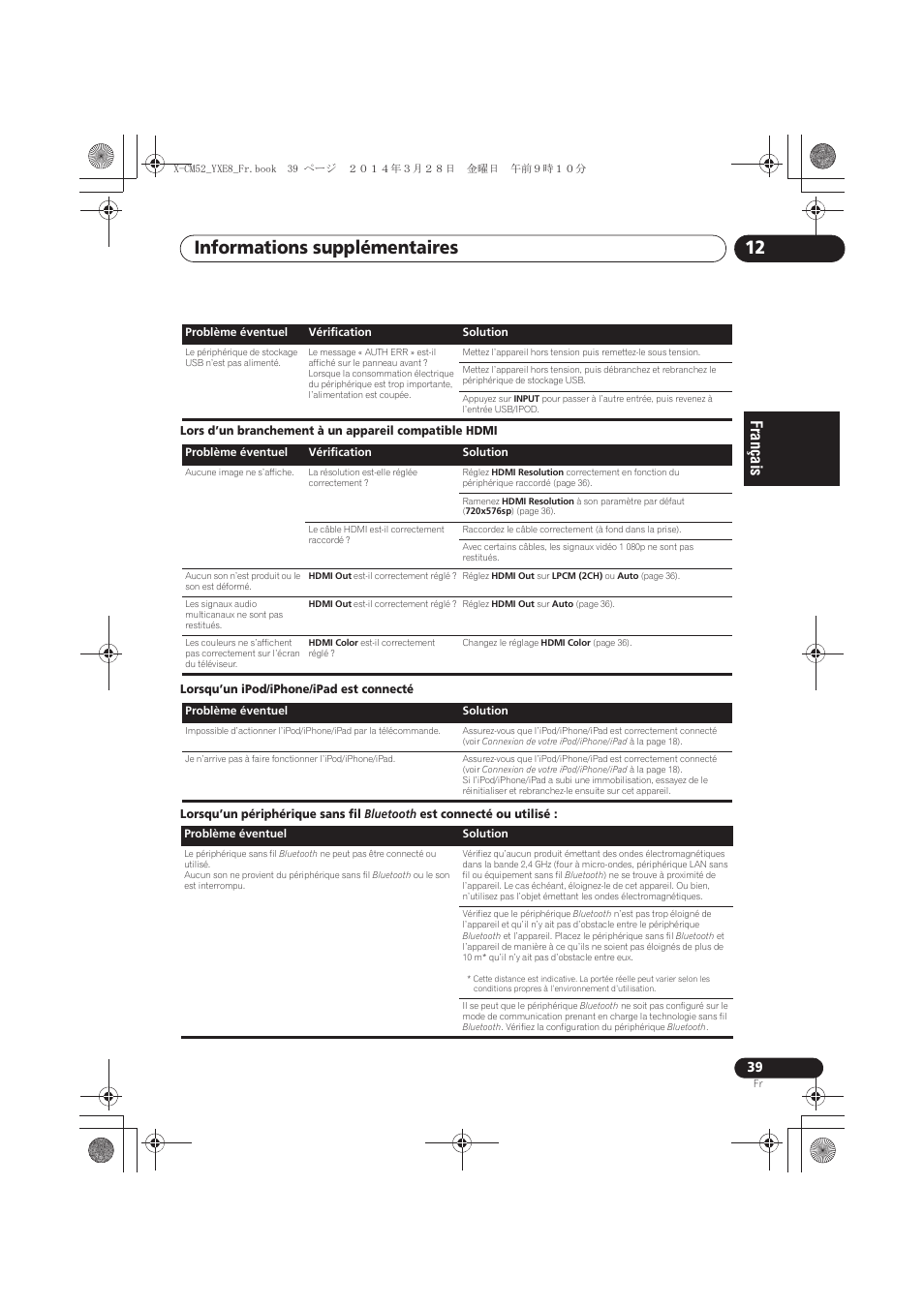 Informations supplémentaires 12 | Pioneer X-CM52BT-W User Manual | Page 83 / 268