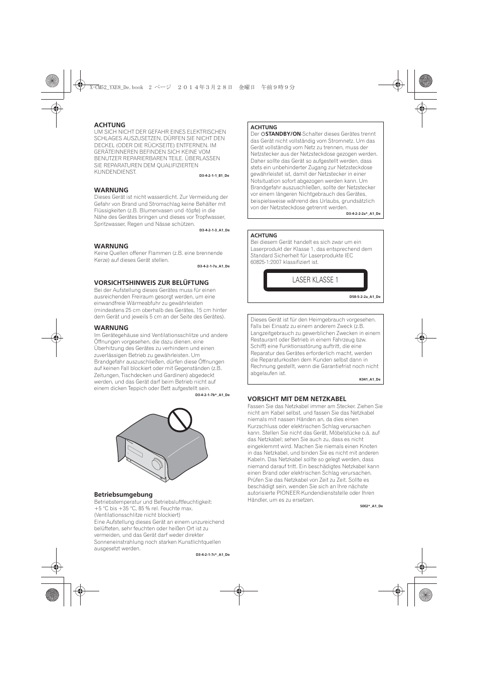 Laser klasse 1 | Pioneer X-CM52BT-W User Manual | Page 90 / 268
