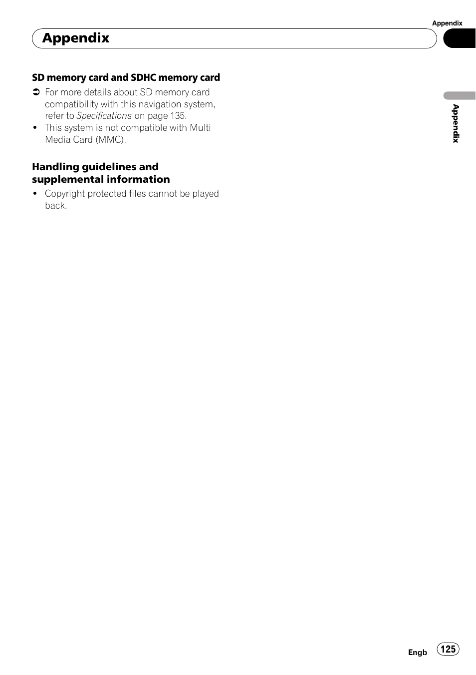 Appendix | Pioneer AVIC-F310BT User Manual | Page 125 / 137