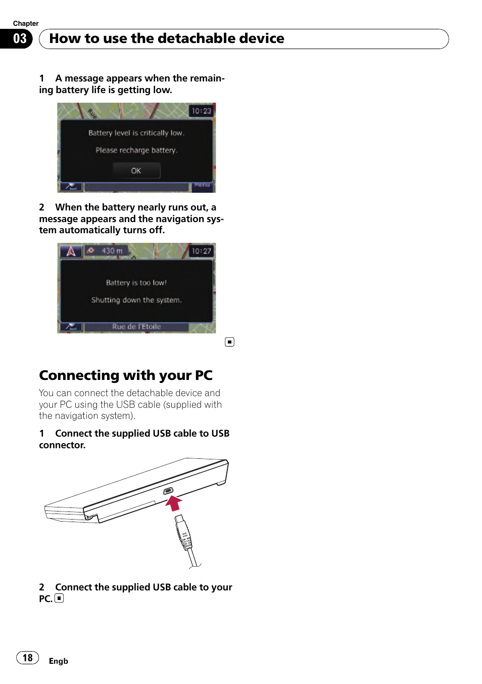 Connecting with your pc, How to use the detachable device | Pioneer AVIC-F310BT User Manual | Page 18 / 137
