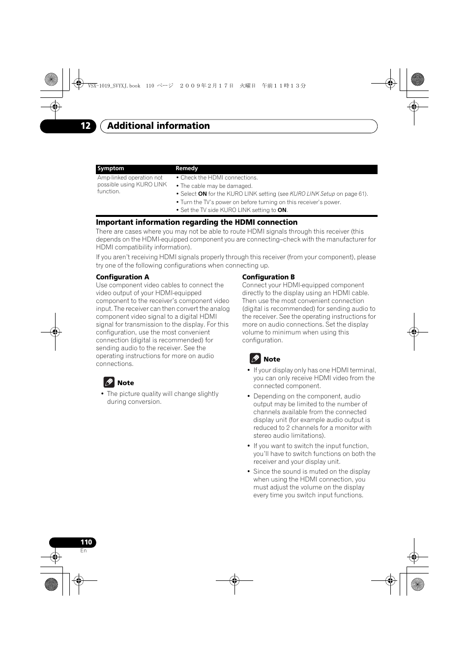 Additional information 12 | Pioneer VSX-1019AH-K User Manual | Page 110 / 127