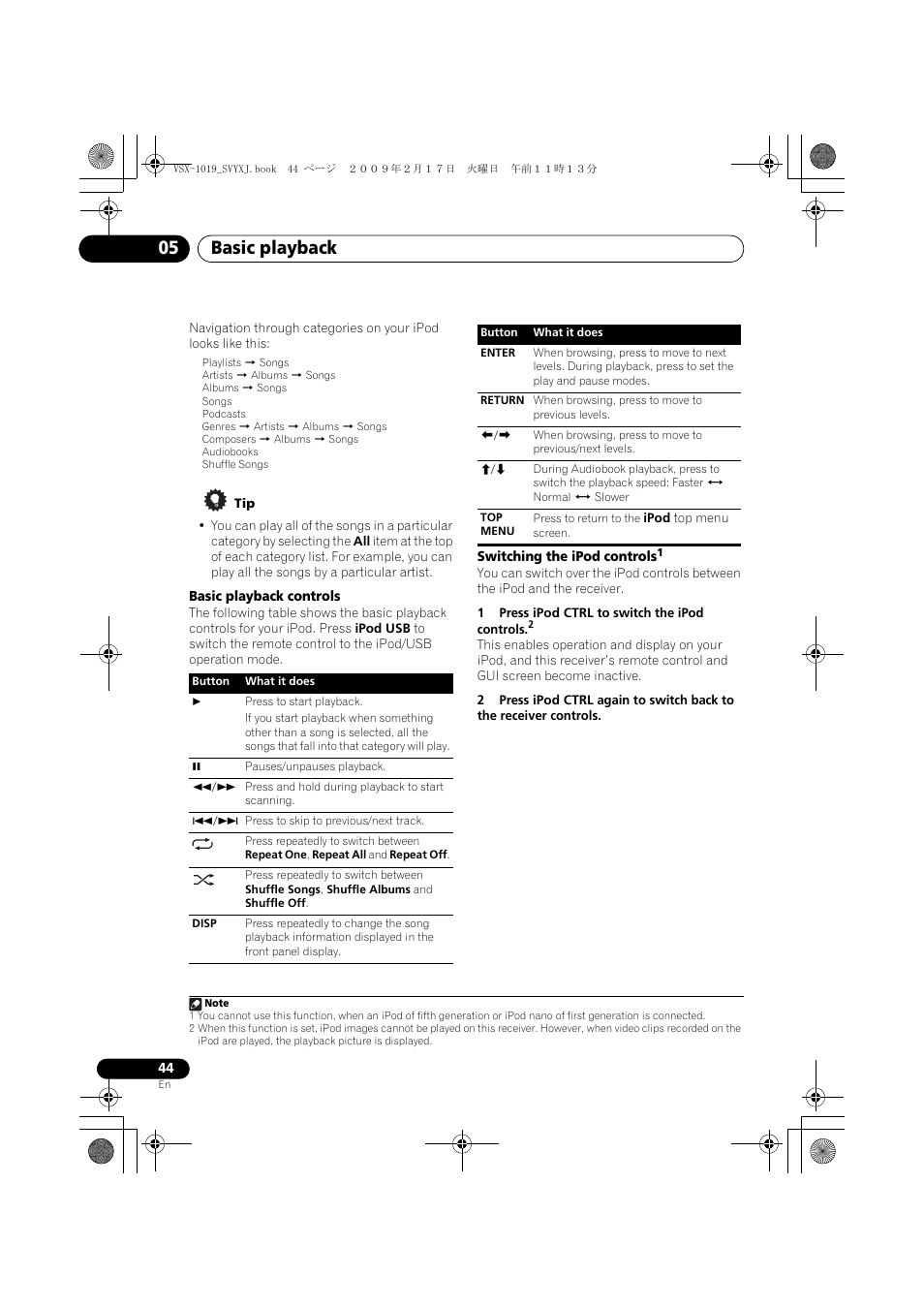 Basic playback 05 | Pioneer VSX-1019AH-K User Manual | Page 44 / 127