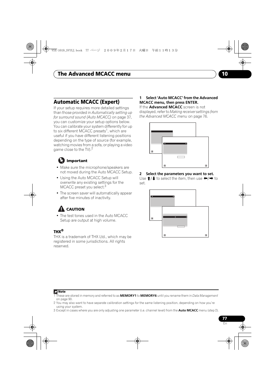 Automatic mcacc (expert), The advanced mcacc menu 10 | Pioneer VSX-1019AH-K User Manual | Page 77 / 127