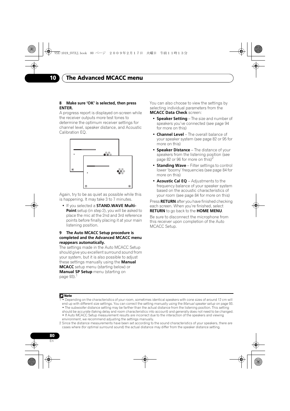 The advanced mcacc menu 10 | Pioneer VSX-1019AH-K User Manual | Page 80 / 127