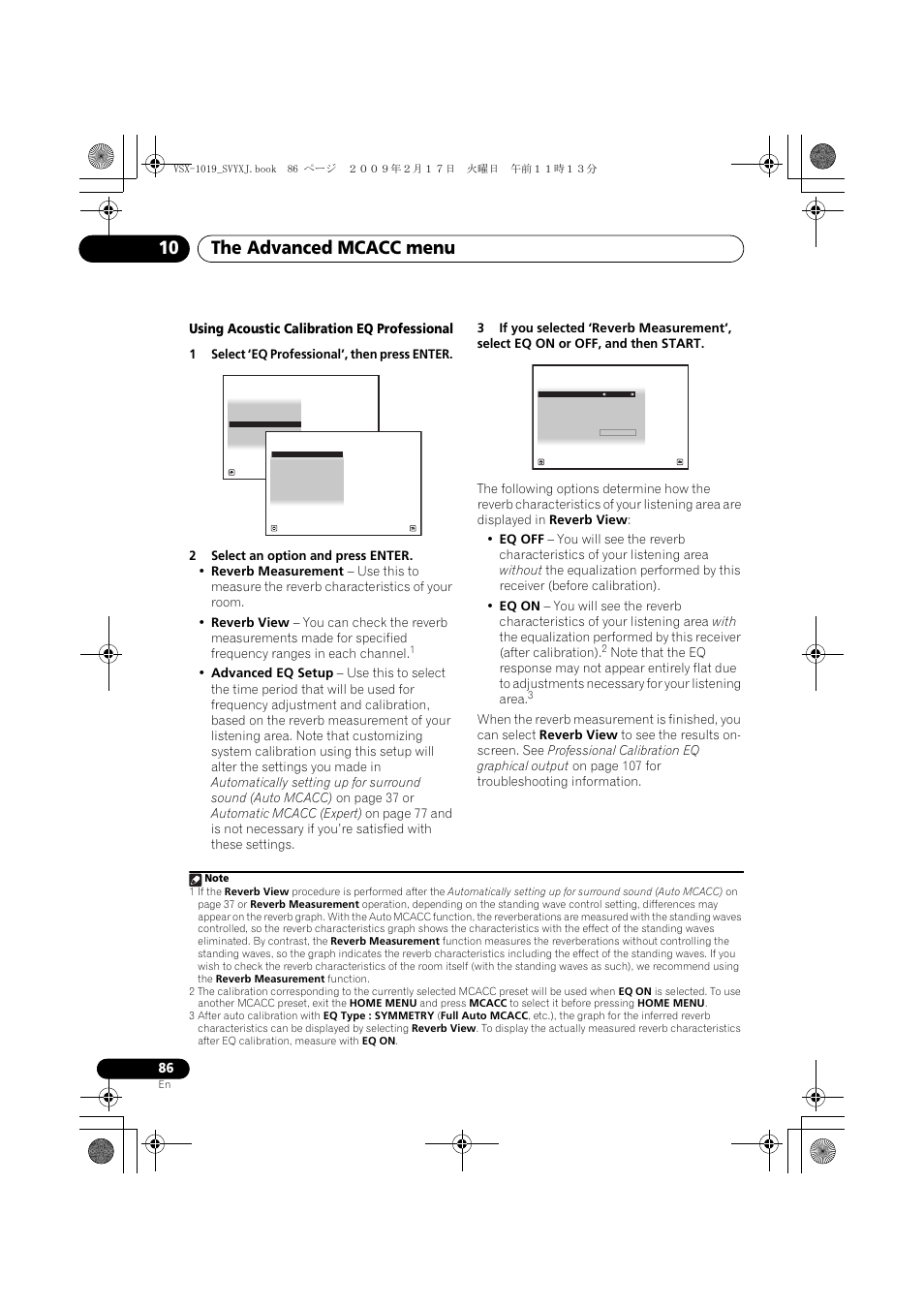 The advanced mcacc menu 10, Using acoustic calibration eq professional | Pioneer VSX-1019AH-K User Manual | Page 86 / 127