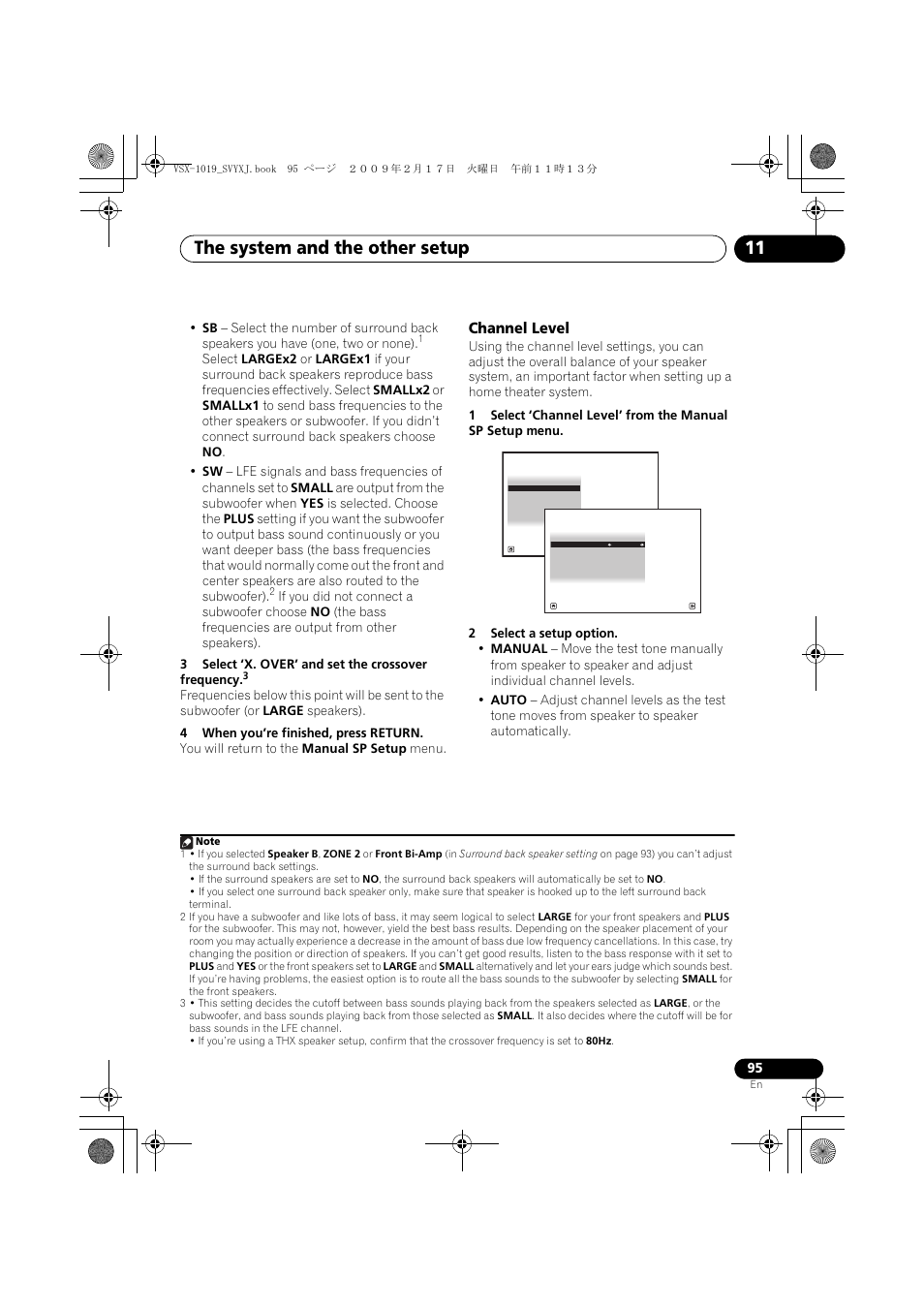 Channel level, The system and the other setup 11 | Pioneer VSX-1019AH-K User Manual | Page 95 / 127