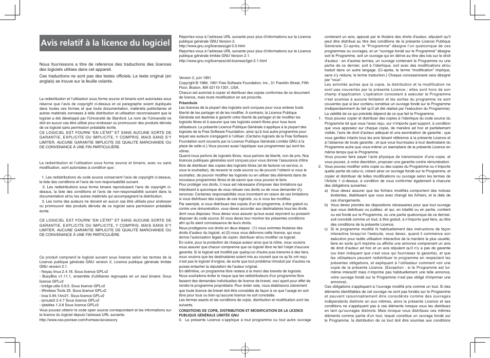 Avis relatif à la licence du logiciel | Pioneer SC-LX88-K User Manual | Page 121 / 128