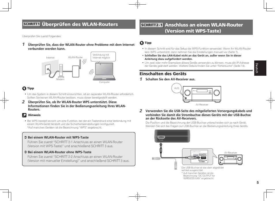 Überprüfen des wlan-routers, Einschalten des geräts | Pioneer SC-LX88-K User Manual | Page 37 / 128