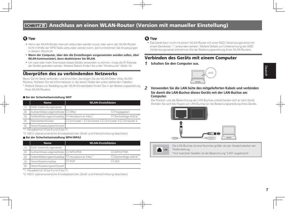 Überprüfen des zu verbindenden netzwerks, Verbinden des geräts mit einem computer | Pioneer SC-LX88-K User Manual | Page 39 / 128