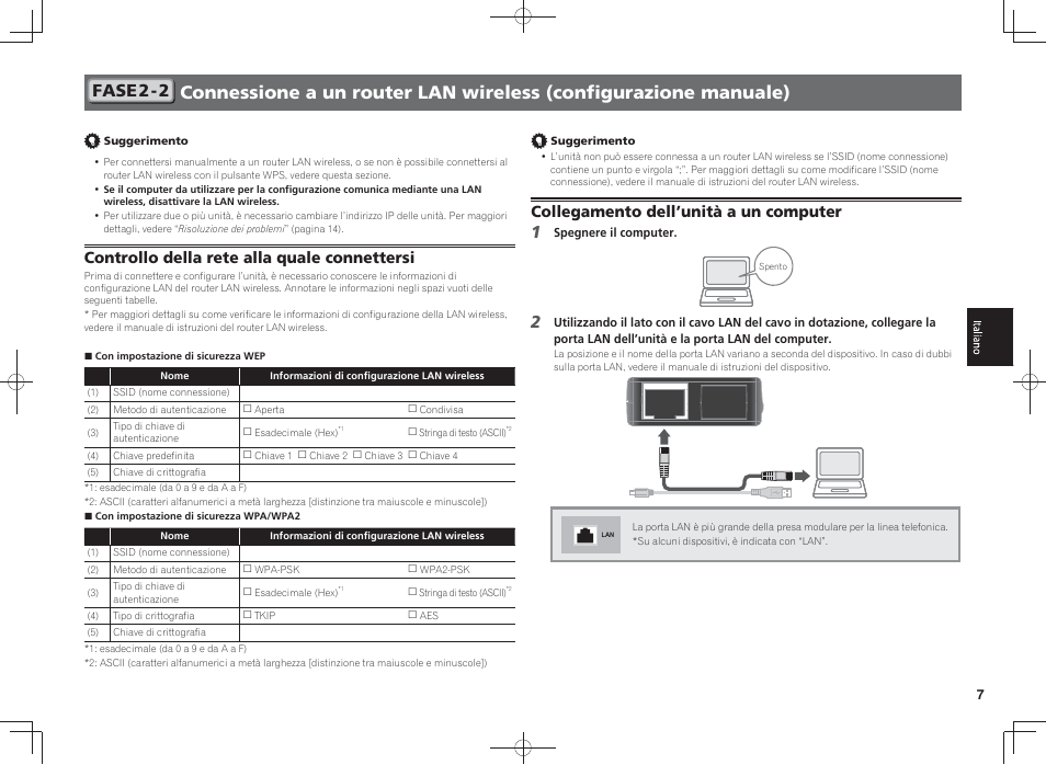 Fase 2-2, Controllo della rete alla quale connettersi, Collegamento dell’unità a un computer | Pioneer SC-LX88-K User Manual | Page 55 / 128