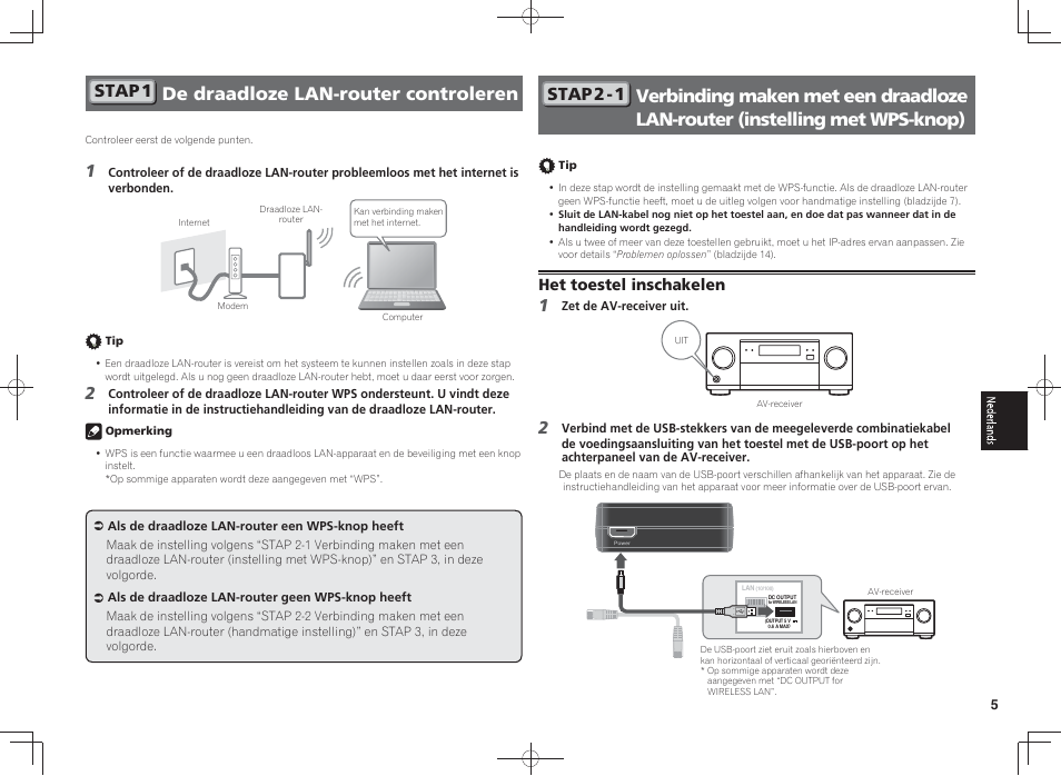 De draadloze lan-router controleren, Stap 1, Stap 2-1 | Het toestel inschakelen | Pioneer SC-LX88-K User Manual | Page 69 / 128