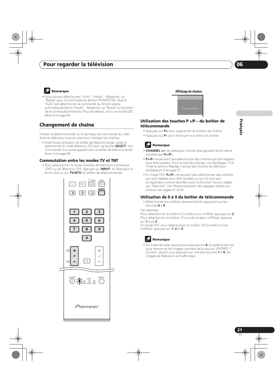 Changement de chaîne, Pour regarder la télévision 06 | Pioneer PDP-LX5090 User Manual | Page 111 / 264