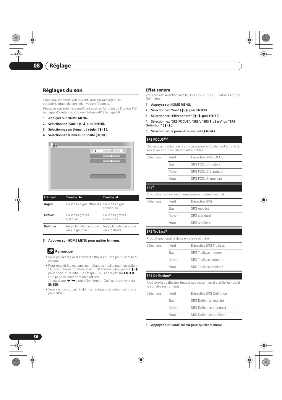 Réglages du son, Réglage 08 | Pioneer PDP-LX5090 User Manual | Page 126 / 264