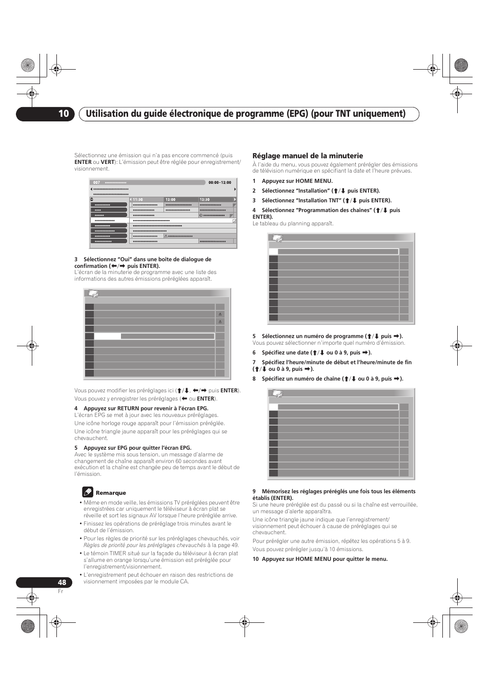 Réglage manuel de la minuterie | Pioneer PDP-LX5090 User Manual | Page 138 / 264