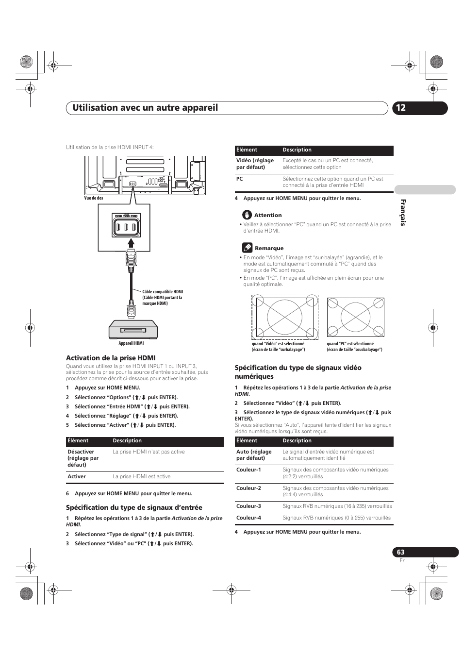 Utilisation avec un autre appareil 12 | Pioneer PDP-LX5090 User Manual | Page 153 / 264
